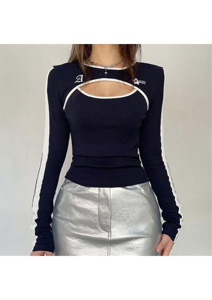 Lacivert A The Star Beyaz Şeritli Parçalı Uzun Kollu Crop fiyatları