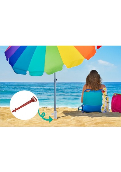 42 cm Çok Renkli Bahçe ve Kamp Şemsiye Kazığı, Tutucu ve Sabitleyici
