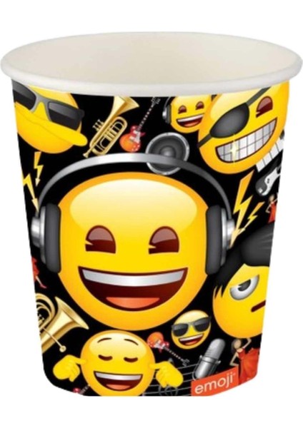 Renkli 8'li 8 Oz Genç Emoji Karton Bardaklar, Eğlenceli ve Şık Tasarım