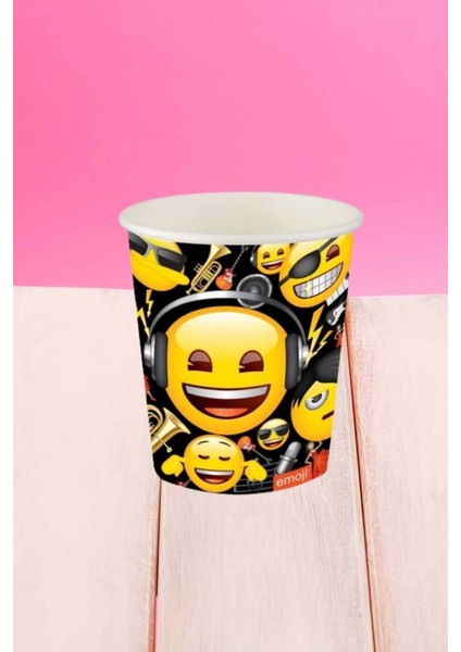 Renkli 8'li 8 Oz Genç Emoji Karton Bardaklar, Eğlenceli ve Şık Tasarım fiyatları