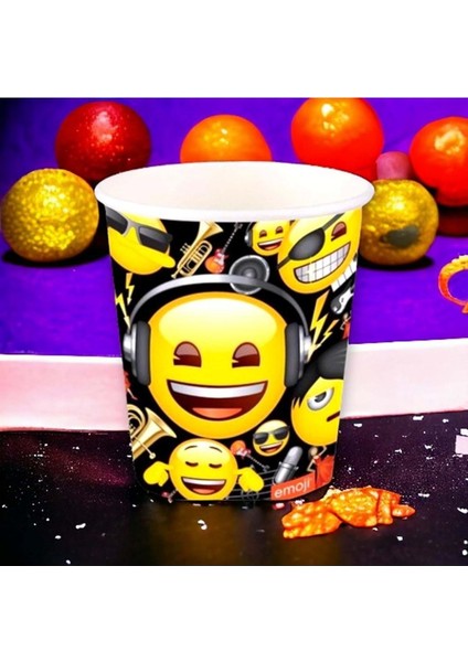 Renkli 8'li 8 Oz Genç Emoji Karton Bardaklar, Eğlenceli ve Şık Tasarım modelleri