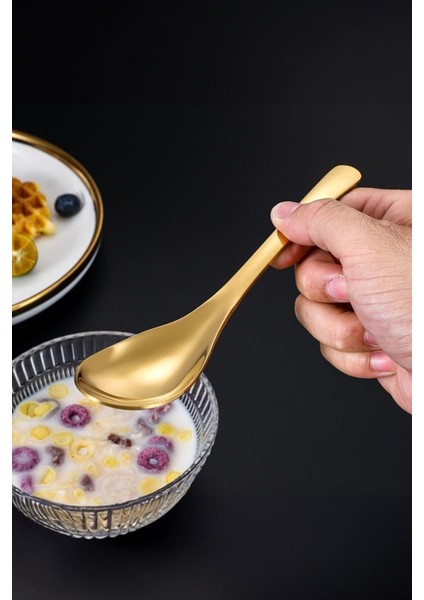 14 cm Altın Kaplama Çelik Tatlı ve Kahvaltılık Gevrek Kaşığı fiyatları