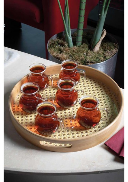 6'lı Keyfi Ala Borosilikat Cam Kulplu Çay Bardağı fırsatları