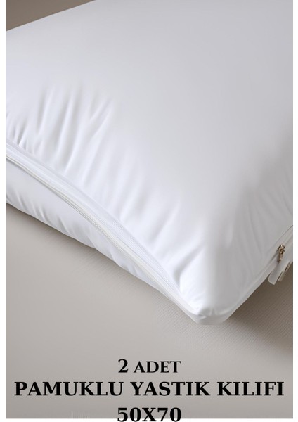 Yumuşak Pamuklu Yastık Kılıfı, Fermuarlı, Çift, 50X70, Beyaz fiyatları