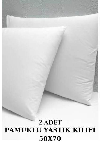 Yumuşak Pamuklu Yastık Kılıfı, Fermuarlı, Çift, 50X70, Beyaz fırsatları