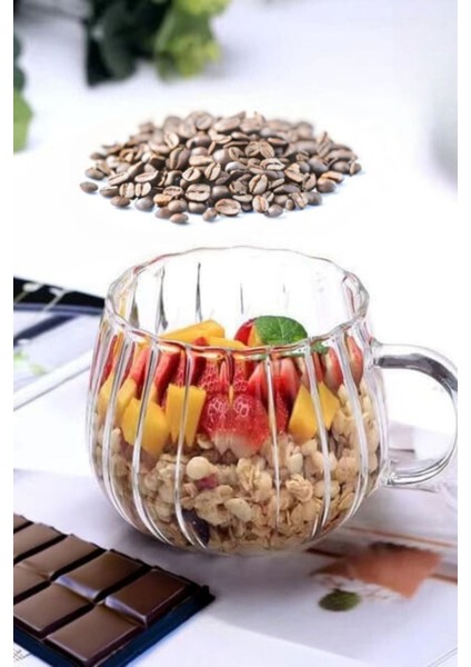 Turuncu 400 ml Borosilikat Isıya Dayanıklı Çizgili Kupa Bardak modelleri