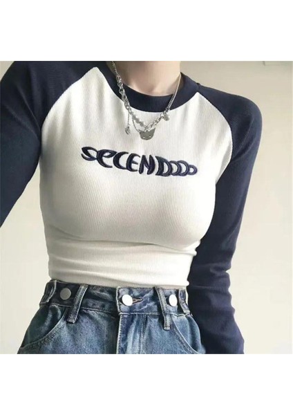 Beyaz Secendo Raglan Uzun Kollu Crop