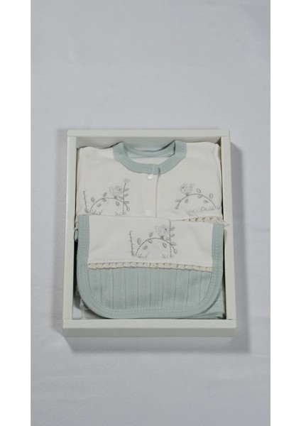 %100 Organik Pamuk Dalda Kuş Desenli 5 Parça Yeni Doğan Hastane Çıkışı Seti Kutulu 0-3 Ay