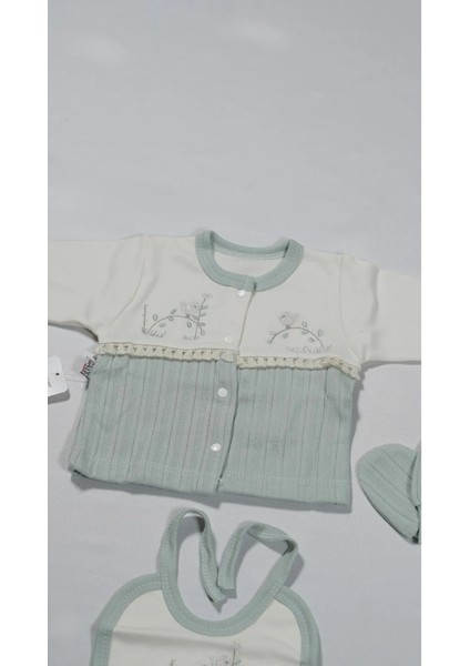 %100 Organik Pamuk Dalda Kuş Desenli 5 Parça Yeni Doğan Hastane Çıkışı Seti Kutulu 0-3 Ay fiyatları