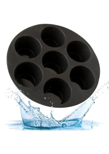 7 Bölmeli Silikon Muffin ve Kek Kalıbı, Gri, Sağlıklı Pişirme Için Mükemmel