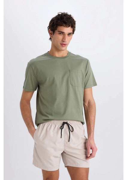 E0993 Bej Regular Fit Kısa Boy Yumuşak Tuşeli Deniz Şortu modelleri