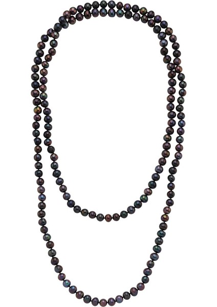 Siyah Doğal Inci Uzun Kolye