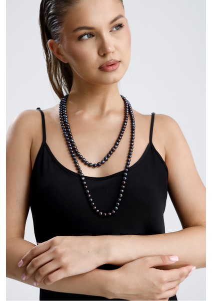 Siyah Doğal Inci Uzun Kolye fırsatları