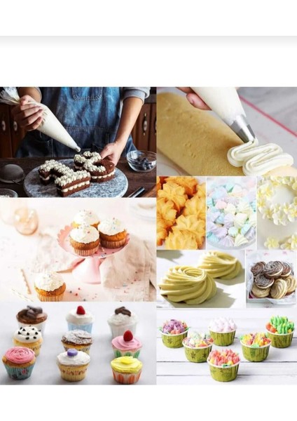 50'li Naylon Pasta ve Kurabiye Süsleme Torbası, Krem ve Şanti Sıkma Poşeti