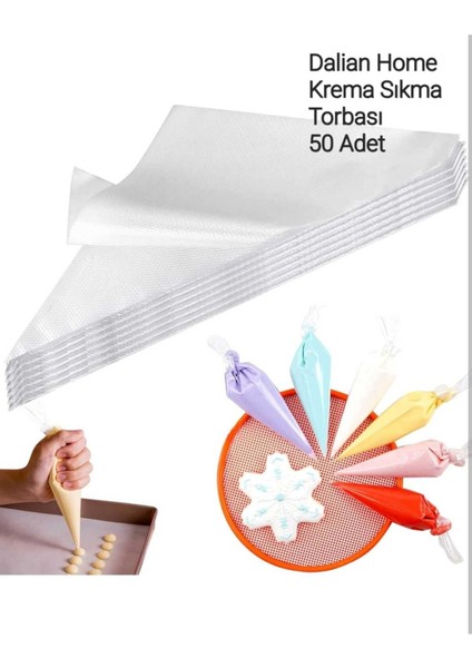 50'li Naylon Pasta ve Kurabiye Süsleme Torbası, Krem ve Şanti Sıkma Poşeti indirimleri