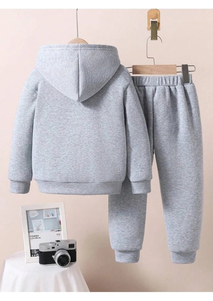 Losangeles Baskılı Pamuklu Kalın Kapüşonlu Çocuk Eşofman Takımı fiyatları