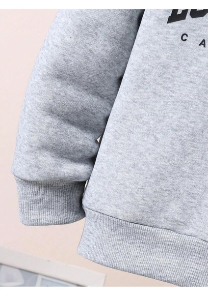 Losangeles Baskılı Pamuklu Kalın Kapüşonlu Çocuk Eşofman Takımı fırsatları