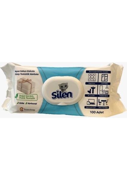 Yüzey Temizlik Mendili Beyaz Sabun Kokulu 100 Lü