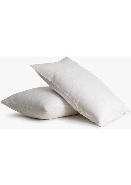 Organik Pamuk Saten 2'li Krem Yastık Kılıfı 50X70 Cm, Rahat ve Şık Uyku Seti