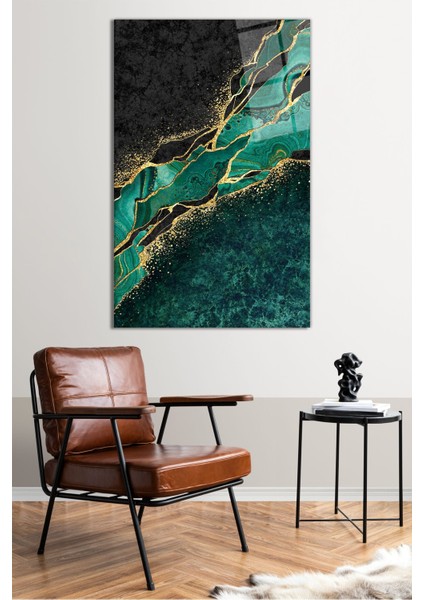 Gold Yeşil Mermer Dikey Cam Tablo, Modern Ev Ofis Dekoru, Hediyelik Duvar Dekorasyonu, Kırılmaz Cam fiyatları