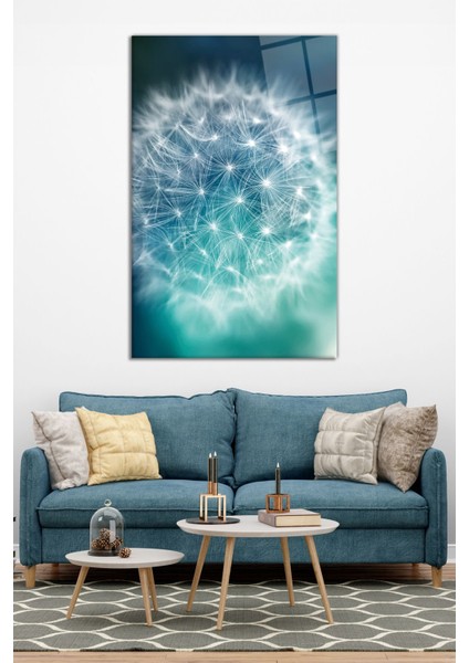 Turkuaz Karahindiba Dikey Cam Tablo, Modern Ev Ofis Dekoru, Hediyelik Duvar Dekorasyonu Kırılmaz Cam modelleri