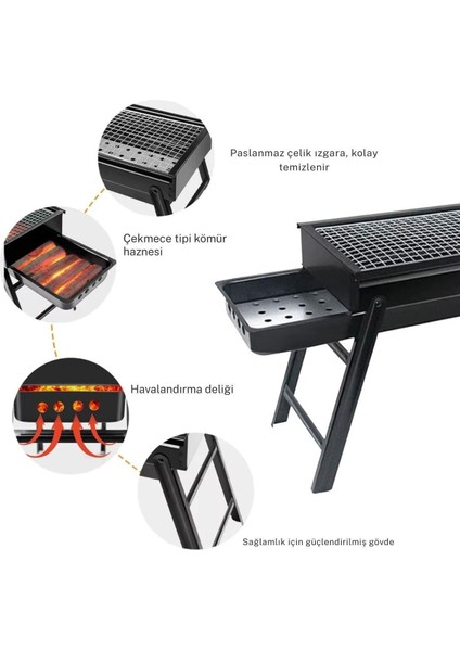 Cookout Portatif Katlanır Bbq Mangal Black