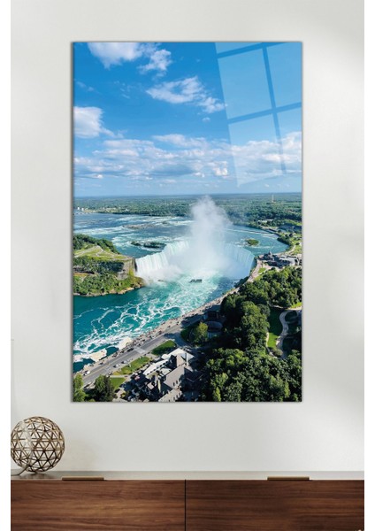 Kanada Niagara Şelalesi Dikey Cam Tablo, Modern Ev Dekoru, Hediyelik Duvar Dekorasyonu, Kırılmaz Cam