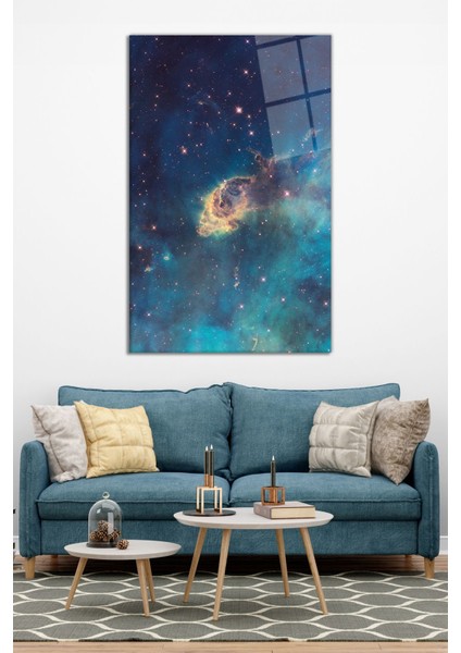 Mavi Yeşil Nebula Uzay Dikey Cam Tablo, Modern Ev Dekoru, Hediyelik Duvar Dekorasyonu, Kırılmaz Cam modelleri
