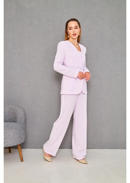 Kemerli V Yaka Takım Pudra fırsatları