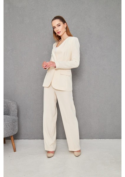 Kemerli V Yaka Takım Bej modelleri