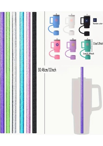 1 Adet Stanley 40 Oz Tumb. Termos Için Parıltılı Pipet ve Pipet Kapağı Tıpası, 30,5cm BOY/10MM Çap fırsatları