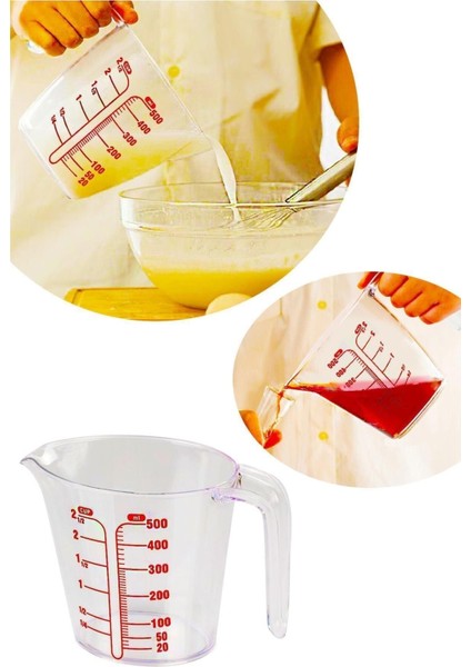 Şeffaf, Kulplu, 500 ml Ölçü Kabı, Pratik ve Kullanışlı Mutfak Gereci