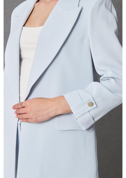 Kısa Kol Nikel Düğmeli Krep Takım Bebe Mavi