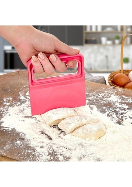 Pembe Hamur Kesici Kazıyıcı Spatula KP-113, Pratik ve Kullanışlı Mutfak Aracı