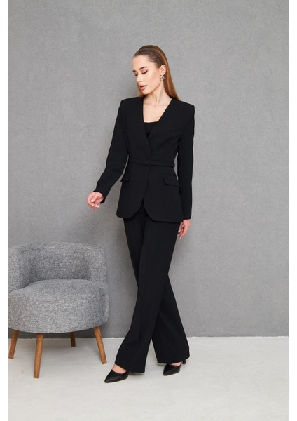 Kemerli V Yaka Takım Siyah modelleri
