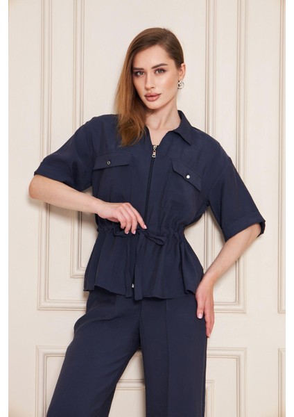 Fermuarlı Cep Detay Modal Ikili Takım Lacivert fiyatları