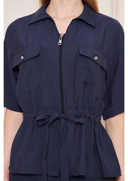 Fermuarlı Cep Detay Modal Ikili Takım Lacivert indirimleri