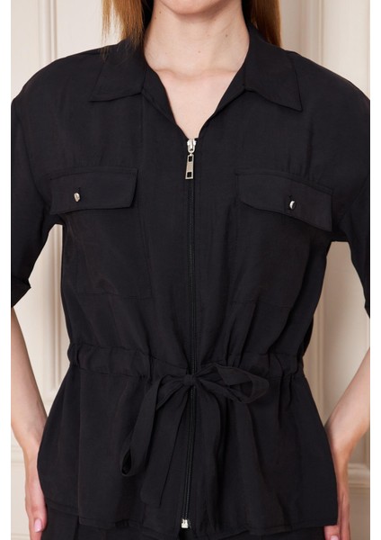 Fermuarlı Cep Detay Modal Ikili Takım Siyah indirimleri