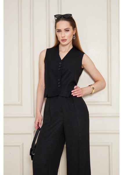 Keten Yelekli Takım Siyah fiyatları