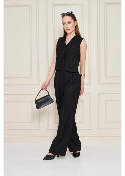 Keten Yelekli Takım Siyah modelleri