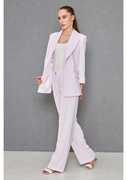Kısa Kol Nikel Düğmeli Krep Takım Pudra indirimleri