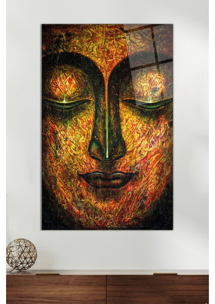 Renkli Buda Portresi Dikey Cam Tablo, Modern Ev Ofis Dekoru Hediyelik Duvar Dekorasyonu Kırılmaz Cam