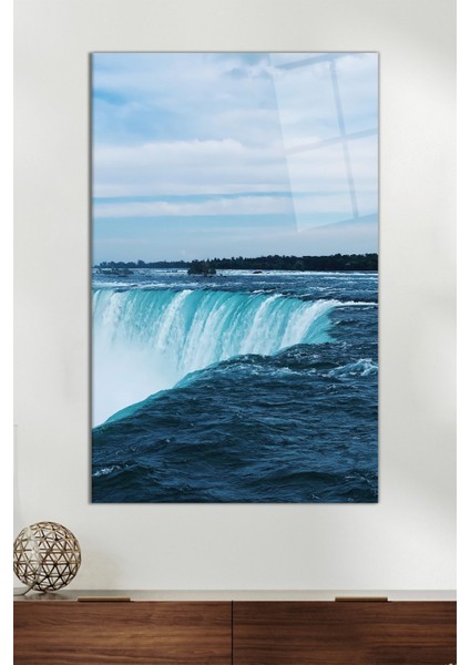 Niagara Şelalesi Dikey Cam Tablo, Modern Ev Ofis Dekoru, Hediyelik Duvar Dekorasyonu, Kırılmaz Cam