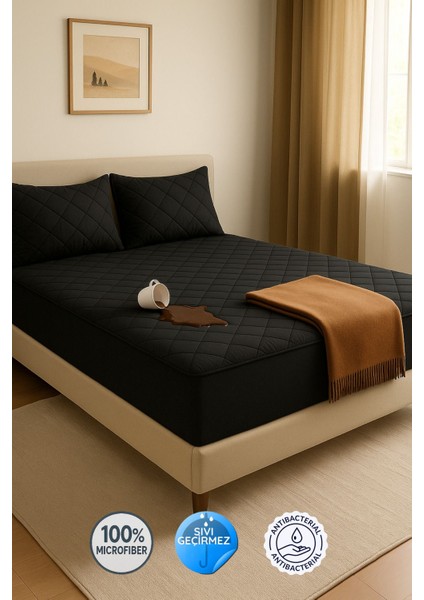 Siyah Kapitone Sıvı Geçirmez Alez, 16 Ebat, Konfor ve Koruma Sağlar