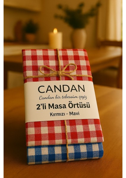 2'li Kare Masa Örtüsü Seti 170X170 Cm, Pötikare Desen, Sofra, Bahçe ve Piknik Için Uygun