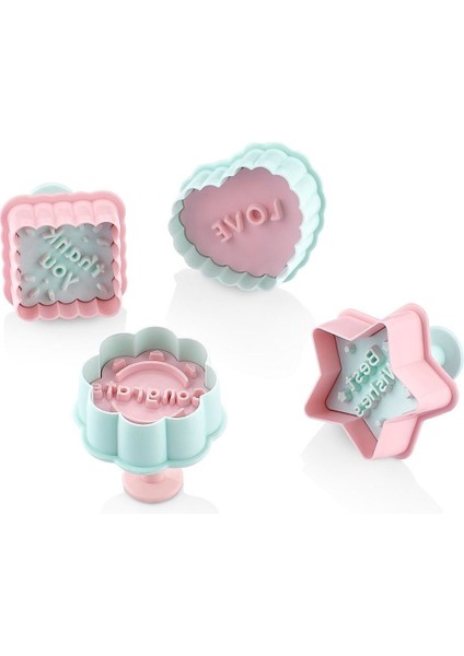 4'lü Yılbaşı Figürlü ve Yazı Şekilli Kurabiye Kalıbı