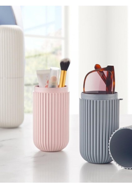 3'lü Pembe Diş Fırçası ve Gözlük Saklama Kabı Seti