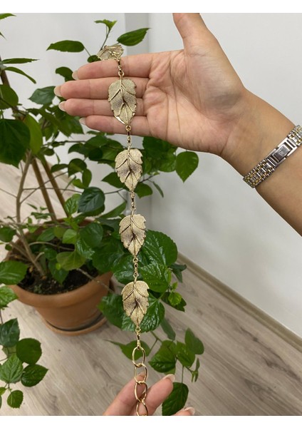 Altın Yaprak Figürlü Zincir Kemer