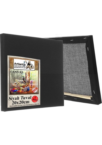 Siyah Tuval 20X20 cm 1 Adet Astarlı Kare Tuval Resim Tuvali Siyah 20*20 cm Tual Akrilik Yağlı Boya Için Ideal