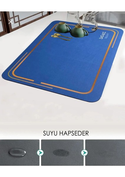 Yüksek Emicili 50X40CM Büyük Kauçuk Masa Örtüsü ve Bulaşık Kurutma Matı